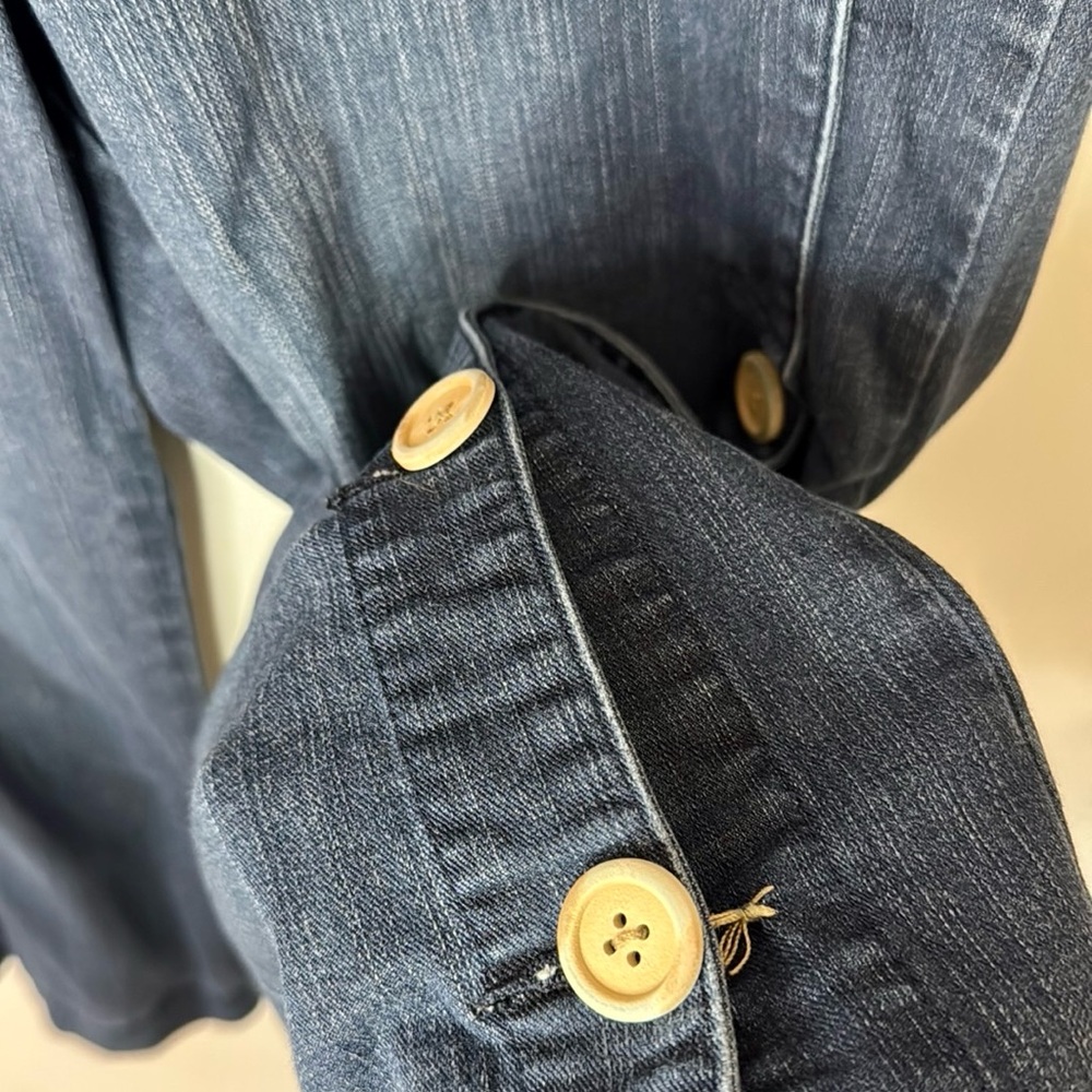 Soft Surroundings Wide Leg Crop Jeans Button Side Sz M - Picture 6 of 13